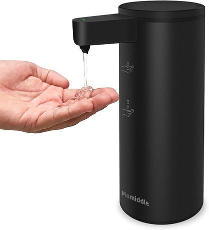 Mamiddle Automatic Soap Dispenser Stainless Steel with Sensor Infrared Soap Dispenser Electric IPX5 Waterproof USB-C Charging Motion Sensor for Kitchen & Bathroom (Black)