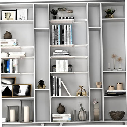 Closet Shelf Wardrobe Storage Rack Retractable Airing Cupboard Organiser for Kitchen Bookcase White 30-42cm Length 24cm Width, Shelf Dividers