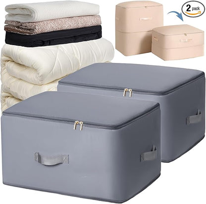 HAIKYPO Upgraded Thickened 2 Pack Compression Bags for Storage,Ultra Space Saving Self Compression Organizer Bags,Sweater Organizer for Closet,Clothes Storage Bag (Gray,2 Pack,X-Large)
