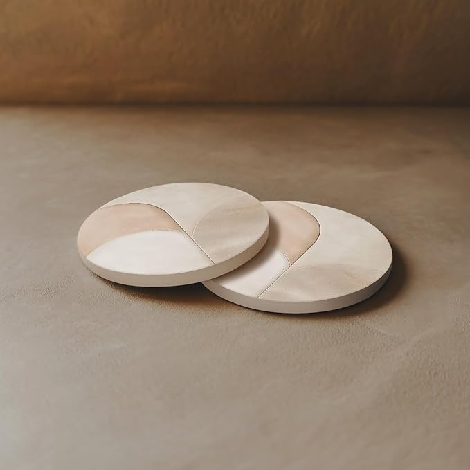 VEYRO Ceramic Coasters Set of 6 – Absorbent Stone Drink Coasters with Holder, Non-Slip Cork Backing, Modern Marble Look Coasters for Coffee Table, Desk & Home Decor