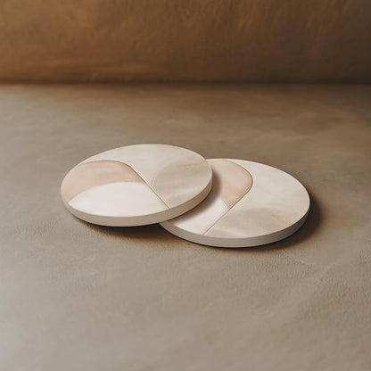 VEYRO Ceramic Coasters Set of 4 – Absorbent Stone Drink Coasters with Holder, Non-Slip Cork Backing, Modern Marble Look Coasters for Coffee Table, Desk & Home Decor