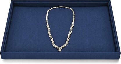 Microfiber Jewelry Tray Stackable Jewelry Drawer Organizer Trays Necklace Bracelet Holder for Necklace Bracelets Watches Perfume Organizer(Blue)