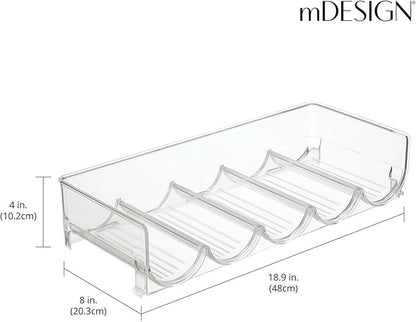 mDesign Plastic Free-Standing Water Bottle and Wine Rack Storage Organizer for Kitchen Countertops, Table Top, Pantry, Fridge - Stackable - Holds 5 Bottles Each, 4 Pack - Clear