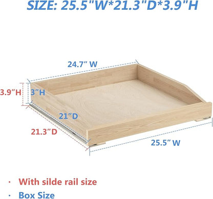 ROOMTEC Pull Out Cabinet Drawer for Kitchen Cabinets 25.5" W x 21" D, Pull Out Cabinet Organizer, Bottom Assembly, Requires At Least 26.5” Cabinet Opening