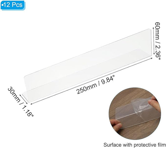 PATIKIL 12 Pack Shelf Dividers for Closet Organization, 9.8x1.18x2.4 Acrylic Closets Separator Kitchen Cabinet Shelves Under Bed Blocker for Bedroom Kitchen Office, Clear