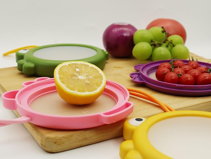 Kirynd Onion storage and Avocado Saver,Set of 4 Double-Sided Silicone Fruit Keeper Containers for Fridge,Tomatos Holder,Lemons,Garlic,and Potatoes