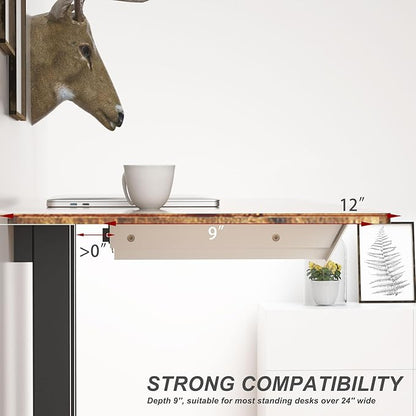 White Under Desk Mounted Sliding Drawer with 60 Degree Tilt Panel to pull out, 15'' long & 9'' deep Large Storage Organizer for Sit Stand Workstation