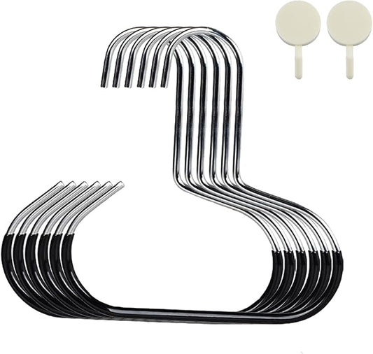 Durable Steel Hangers: Maximize Closet Space with Versatile Storage, Hat Organizer, Stainless Hat Hanger, Multifunctional Steel Hangers for Hats, Scarves, Belts, Ties, Bra, Anti-Slip (12, Black)