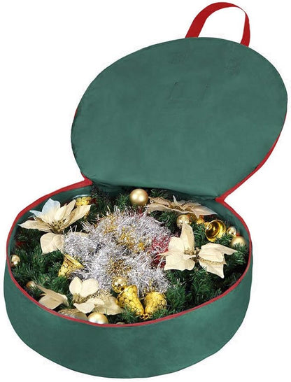 Primode Heavy Duty Christmas Wreath Storage Bag 48" - Handles Made Of Durable 600D Oxford Polyester Material Storage Bag Extra Large 48” Holiday Wreaths Container (Green)