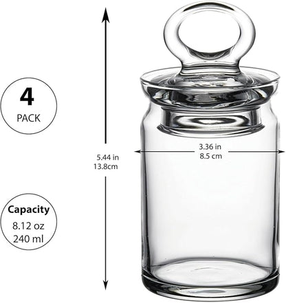 Spice Jar with Airtight Glass Lid 4pcs, Nuts, Jam or Coffee Beans Jar, Jar for Kitchen Storage and Laundry Room Organization 8.12 oz