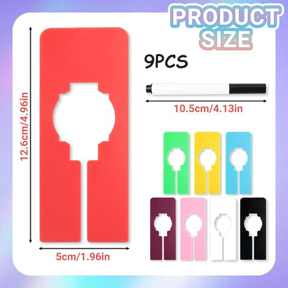 9 PCS Closet Rack Dividers for Hanging Clothes - 8 Color Plastic Rack Size Dividers with Writable Labels, Rectangular Reusable Closet Separators Closets Labels Divider for Closets, Retail, Wardrobe