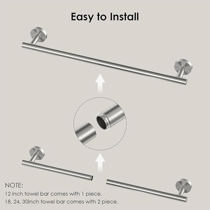 FORIOUS Towel Racks for Bathroom Wall Mounted, Stainless Steel Bathroom Towel Rack 24 Inch, Includes Wall Mounting Hardware (Brushed Nickel, Total Length 26-Inch), 2 Pack