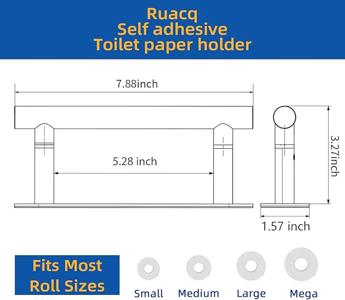 RUACQ Toilet Paper Holder, Self-Adhesive or Wall Mount, SUS304 Stainless Steel Rustproof Stick on Toilet Paper Roll Holder, No Drilling Bathroom Tissue Holder, Modern Pivoting Design (Brushed Nickel)