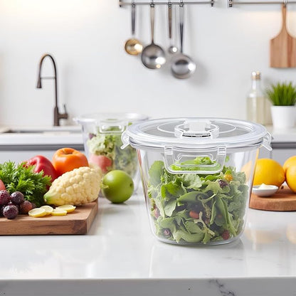 3-Cup Round Glass Meal Prep Containers with Lids,24oz Glass Food Storage Containers with Spoons, Heat-Resistant BPA-Free for Soup, Leftover, Oven, Dishwasher, Fridge, Freezer Safe (2 Pack)
