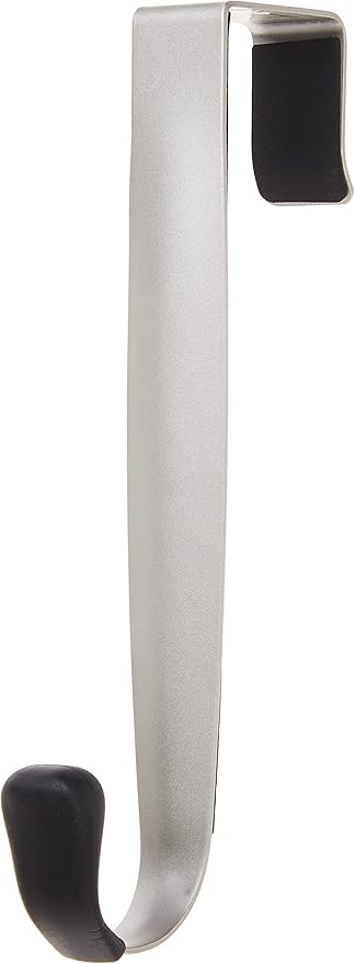 Umbra Schnook Heavy Duty Over The Door Hook for Coats, Robes, Towels, Clothes, Hats, Bags, Easy to Install and Damage Free, Space Saving Bathroom Hook, Nickel/Black