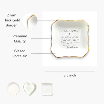 HatafaFurni Ceramic Ring Dish for Daughter In Law Gift, Jewelry Dish, Present For Daughter-in-law, Birthday Gift for Bonus Daughter Future Daughter Gift From Mother In Law, Wedding Day Gift for Bride