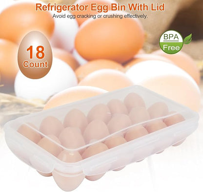 2 Pack Covered Egg Holders For Refrigerator, Plastic Storage Container/Deviled Egg Tray Carrier with Lid Fits 18X2 Eggs(36 Eggs)