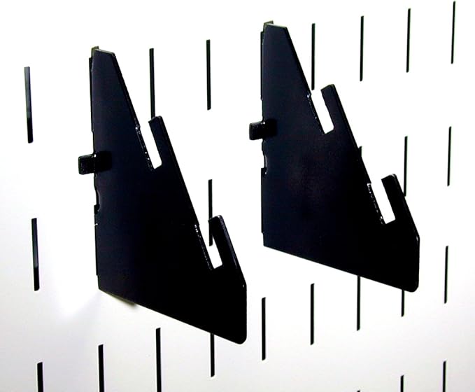 Wall Control Slotted Metal Pegboard Bracket Pair Accessory Pack Pegboard and Slotted Tool Board – Black