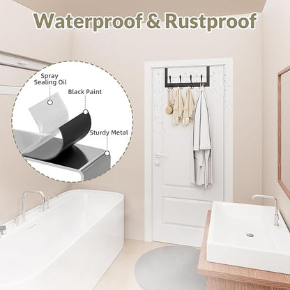 WLCSNG Heavy Duty Over The Door Hooks Rustproof - 25lb Over The Door Towel Rack, Over The Door Towel Hook, Door Hanger for Bathroom, Coat Rack Dorm Room Essentials (1Pack,Black)