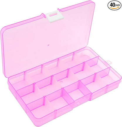 OriGlam 1pcs 17x10CM Plastic Organizer Storage Box with Adjustable Dividers, Jewelry Storage Container Box for Office Supplies Beads Crafts Fishing Tackles (Pink)