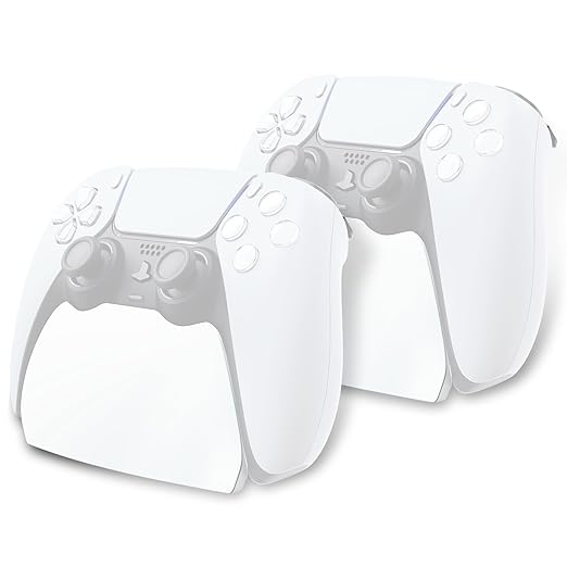 playvital 2 Pack Controller Display Stand for ps5, Gamepad Stand Desk Holder for ps5 Controller Accessories with Rubber Pads, White