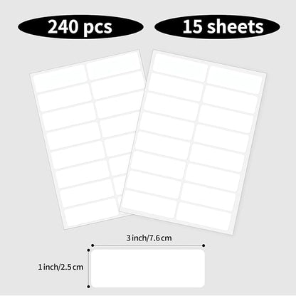 Blank Removable Labels, 1x3 Inch White Freezer Labels for Food Containers, Freezer Label to Write on/Waterproof - 240Pcs