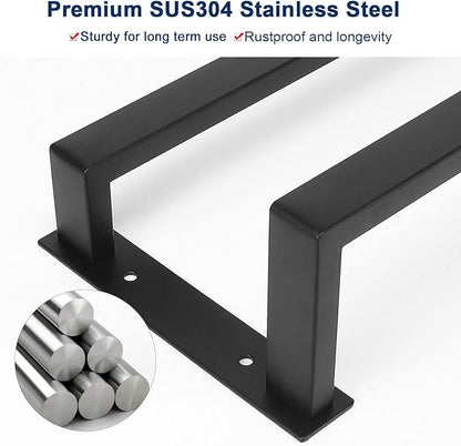 NearMoon Bathroom Towel Bar, Towel Rod Holder, Square Shelf Rack Hanging Towel for Bath, Thicken SUS304 Stainless Steel Towel Rack Wall Mounted-2-Tier Bath Accessories (24 Inch, Matte Black)