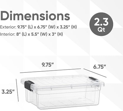 Superio Storage Bins with Lids- 6 Pack, 2.3 Qt Clear Boxes for Organizing, Stackable Plastic Containers- BPA Free, Non-Toxic, Odor Free, Organizer for Home, Office, Dorm