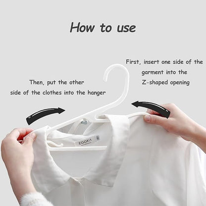 Plastic Hangers, Short Neck Hangers for Clothes, Z-Shape Shirt Hanger for Men 16.5", Flat Space Saving Blouse Hanger for Adults Suit, Hoody, Dress, Small Necked Clothing, Percha de Plástico White 20