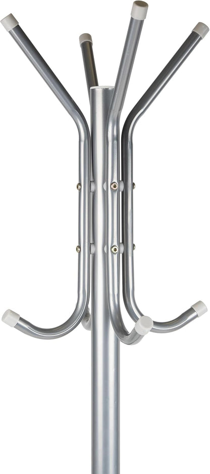 Mind Reader Freestanding Coat Rack, Multi-Tier Organizer for Office and Entryway, Metal, Silver