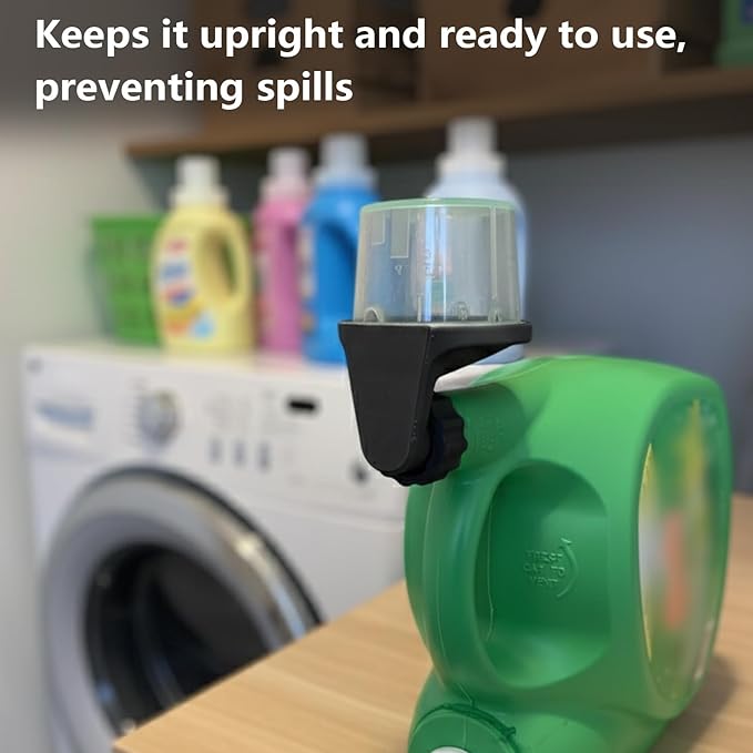 Laundry Detergent Cup Holder for Tide Bottles, No-Leak Drip Catcher with Drain Tray, Easy Install Removable for Washer