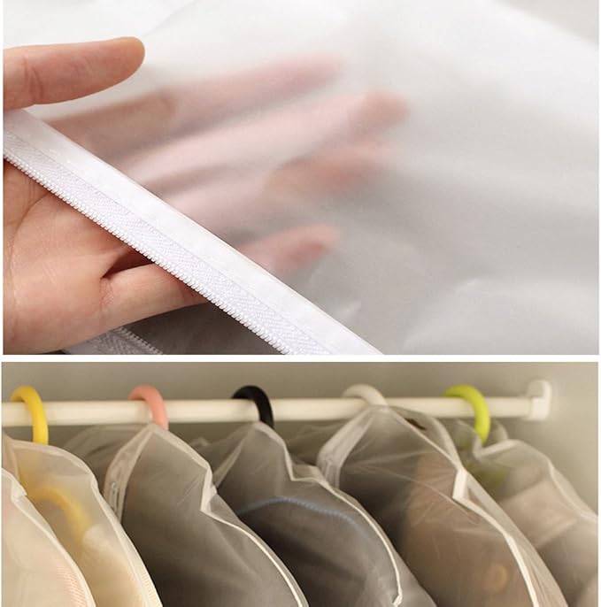 Bringsine Hanging Garment Bag Lightweight Clear Full Zipper Suit PEVA Dust Cover for Closet Clothes Storage See-Through Travel Organizer Dress Pack of 5 (60x100CM)