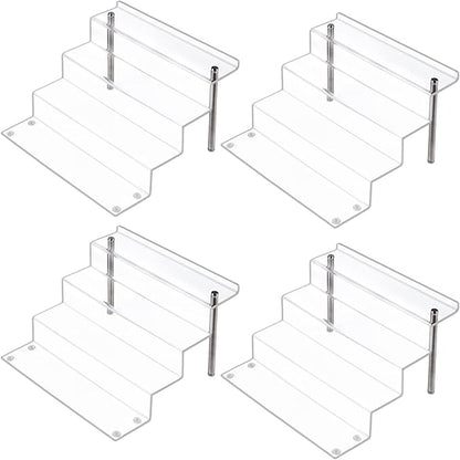 LileZbox 12 X 9 in Acrylic Display Risers Shelf for Pops Figures, Clear 4-Step Display Stand for Display Or Collection (large-4 pack)