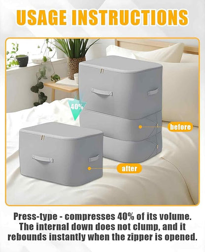 Gaahkai 2 Pack Compression Storage Bags for Bedding, Ultra Space Saving Self Comforter Organizer (21 x 17 x 24, 21 x 17 x 35)