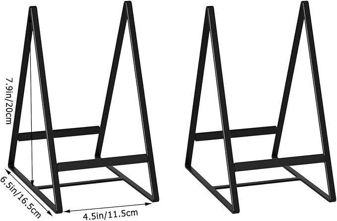 Hikinlichi 2 Pack Triangle Plate Holders Organizers Large Upright Cabinet Dish Drying Racks Metal Plate Dish Organizers Racks Stands for Countertop and Cupboard Black