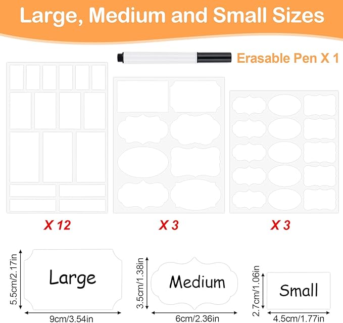 273 Pcs Labels for Jars, Waterproof Reusable Chalkboard Labels for Food Containers, Bottles, Blackboard Stickers with 1 Erasable Chalk Marker (White)