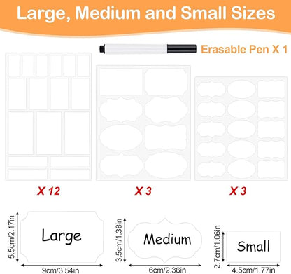273 Pcs Labels for Jars, Waterproof Reusable Chalkboard Labels for Food Containers, Bottles, Blackboard Stickers with 1 Erasable Chalk Marker (White)
