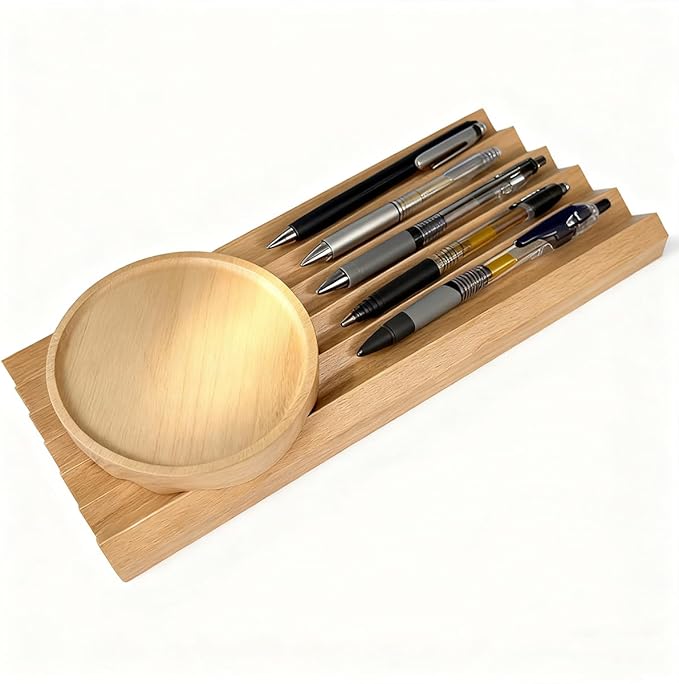 Pen Holder Office Desk Manager, A Desk Pen Holder with 6 Wavy Compartments, Pen Rack Office Accessories, Teacher Gifts, Suitable for School Office Art Accessories (Original)