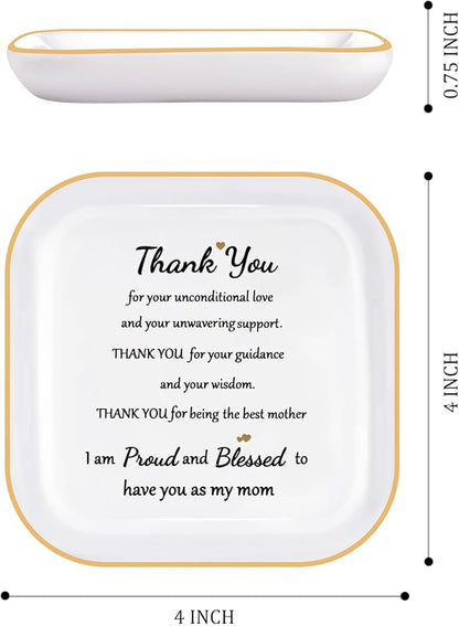 Gifts for Mom Birthday Mothers Day Xmas Gifts for Mothers from Daughter, Son, Child, Children - "I'm proud and blessed to have you as my mom. " Jewelry Dish Gifts for Stepmom/Bnous Mom/Mother in Law