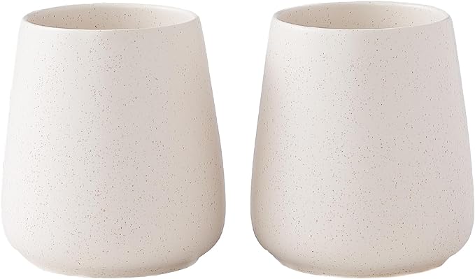 Beige Toothbrush Holder for Bathroom - 2Pcs Ceramic Tooth Brushing Holders Set, Toothbrush Cup & Toothpaste Organizer for Bathroom Countertop, Makeup Brush Holder, Pen Holder for Home Desktop Storage