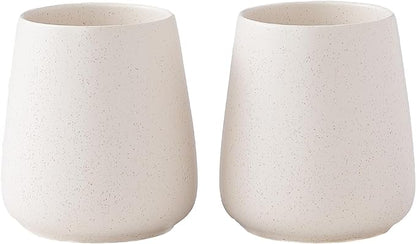 Beige Toothbrush Holder for Bathroom - 2Pcs Ceramic Tooth Brushing Holders Set, Toothbrush Cup & Toothpaste Organizer for Bathroom Countertop, Makeup Brush Holder, Pen Holder for Home Desktop Storage