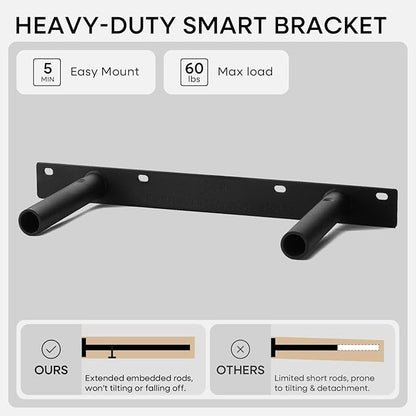 Homeforia 18 inch Golden Oak Floating Shelf, High End Solid Real Wood 18inch Small Floating Shelves for Wall Mounted, Oak Wooden 18in Floating Shelves, Heavy Duty Bracket, 18 X 6.5 X 1.75 in, Set of 3