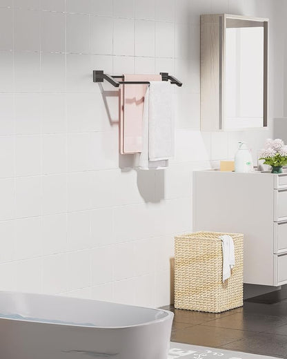 Alise Bath Double Towel Bars Towel Racks for Bathroom,Wall Mount Towel Holder 20-Inch Heavy Duty SUS304 Stainless Steel Towel Hanger Rail,Matte Black