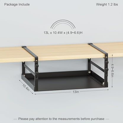 HENGI 2 Pack Adjustable Under Shelf Storage, Heavy Duty Metal Basket Organizer for Kitchen Cupboard Cabinet Pantry Laundry Desk Bookshelf, Black