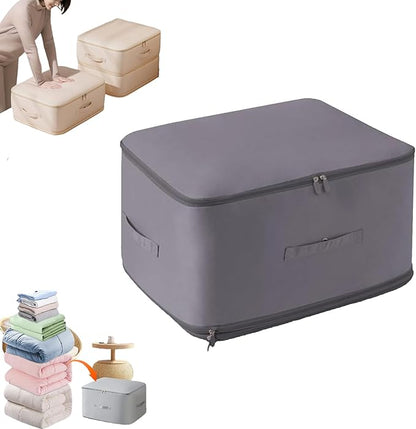 Ultra Space Saving Self Compression Organizer, Heavy Duty Moving Bags for Comforters Blankets Bedding Duvet, Closet Organizers (Gray, X-Large (for quilts))