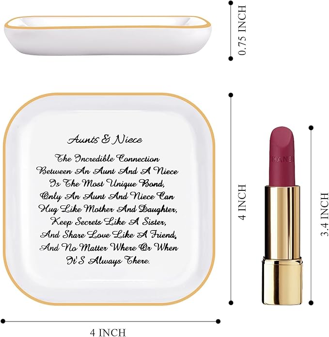 PUDDING CABIN Aunt Gifts from Niece for Mother's Day, “Aunts & Niece” Trinket Dish Ring Holder Gifts for Aunt Mother's Day Aunts Birthday, Thanksgiving, Christmas, Aunt Niece Mother's Day Gifts