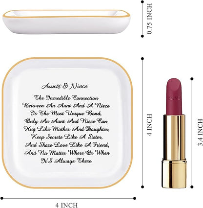 PUDDING CABIN Aunt Gifts from Niece for Mother's Day, “Aunts & Niece” Trinket Dish Ring Holder Gifts for Aunt Mother's Day Aunts Birthday, Thanksgiving, Christmas, Aunt Niece Mother's Day Gifts