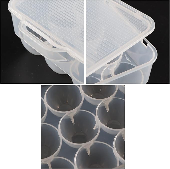 4 Packs Clear Plastic Egg Holders, Home Egg Containers with Lid, Egg Storage Box, Fits 18 x 4 Eggs (72 Eggs)