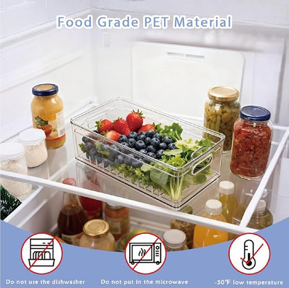 Tayuoo TAYUOOTransparent PET Fruit Draining and Washing colander food storage boxes plastic cookie containers refrigerator organizers (1, rectangle)