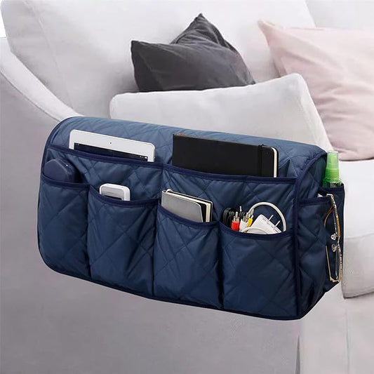 Benuomi Sofa Armrest Organizer with 14 Pockets, Waterproof, Non-Slip, Space-Saving, Fits Most Couches & Recliners, Black